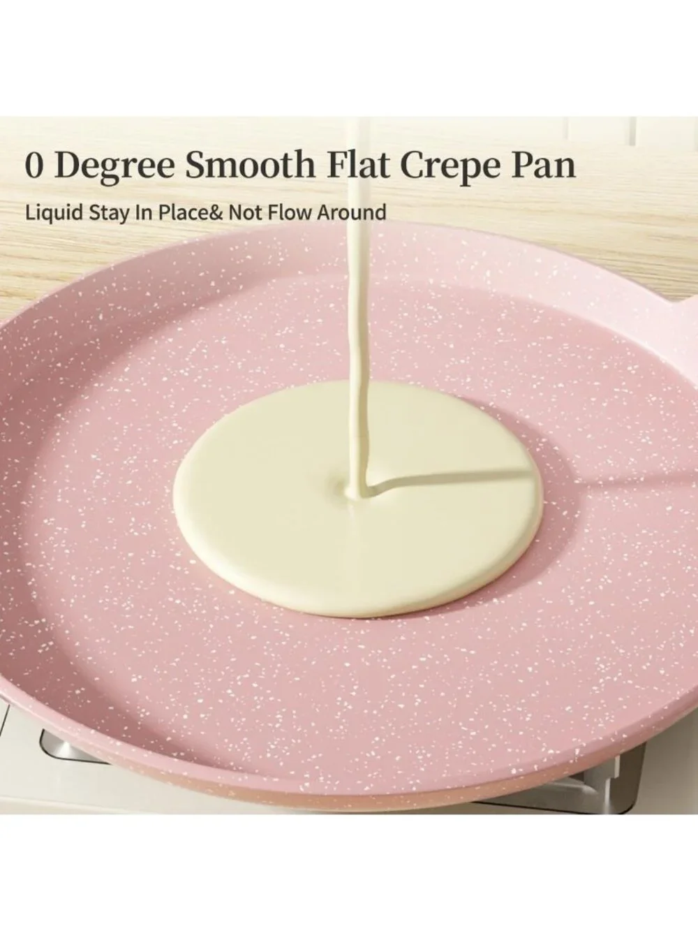 10-Inch Nonstick Crepe & Dosa Pan - Pink Granite Skillet, Induction Compatible
